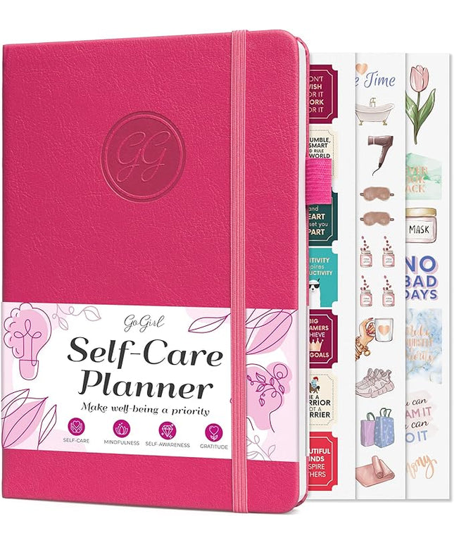 GoGirl Self-care Journal – Daily Mental Health Notebook with Mood & Wellness Trackers – Personal Development, Meditation & Reflection Journal for Women – Hardcover, Lasts 3 Months (Fuchsia)