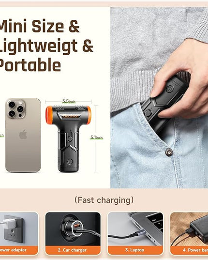 Electric Air Duster- 110000RPM 50m/s Super Power Compressed Air, Variable Speed Canned Air with Fast Charging, Mini Dust Blower for Computer, Keyboard, House, Outdoor and Car, Replace Air Can