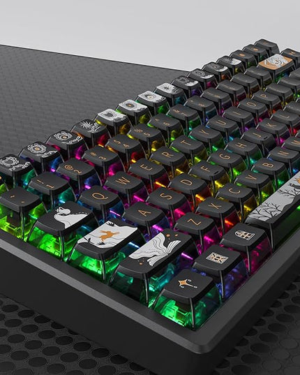 GTSP Punk Pudding Keycaps PBT, 116-Keys Transparent Keycaps 60 Percent ASA Profile Doubleshot Custom Replacement Caps US Layout for Full Size 75% 65% 60% Mechanical Keyboard (Fairy Tale)