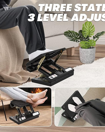 Foot Rest for Under Desk at Work,Height Adjustable Footrest with Massage Roller and Soft Pad,Foldable, Ergonomic fits Office,Home,Travel,Sturdy Metal Frame(Black)
