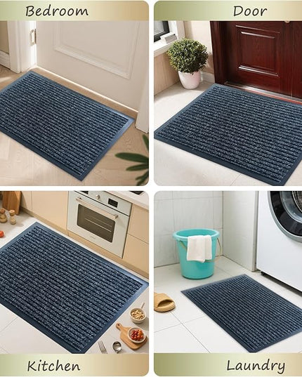 Front Door Mat,3'x5'Indoor Outdoor Door Mat,Heavy Duty Durable Welcome,Commercial Floor Mats Inside Outside Entrance, Waterproof All-Season, All-Weather Non Slip Backing Doormat for Entryway,Black