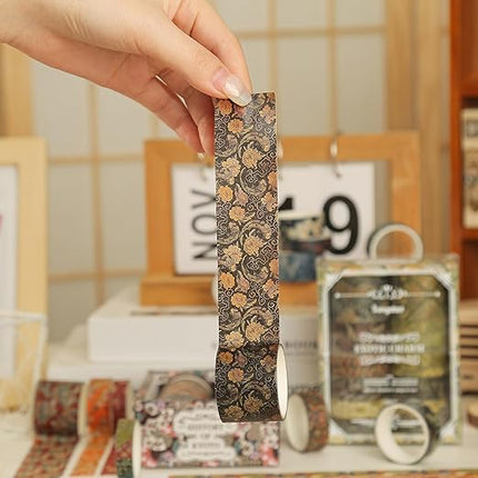 Songdao 12 Rolls Kyoto Charm Washi Tape Set Japanese Arts Adhesive Tapes Geometric Garden Decorative Masking Tape Sets for Craft, Kids, Scrapbook, DIY, Gift Wrapping (Black Elegance)