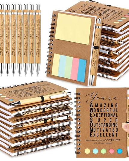 Jetec Inspirational Notebooks Bulk Spiral Notebook with Sticky Notepad Motivational Pens Valentines Day Gifts for for Employee Coworker Nurse Staff Teacher Nurse Volunteer(100 Sets,Amazing)
