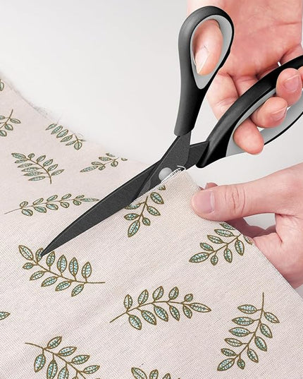Scissors, Sharp Titanium Coating Blades, Soft Grip Handle, Multi-Purpose Scissors Set of 3 Suitable for Families, Office, and School Use, Black Grey