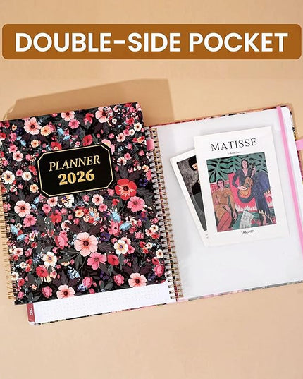 2026 Planner Weekly and Monthly Daily Hard Cover Calendar Planners 8.5 x 11 Jan 2026-Dec 2026 for Women with Stickers & Tabs Large Yearly Agenda for Mom Work Home- Floral