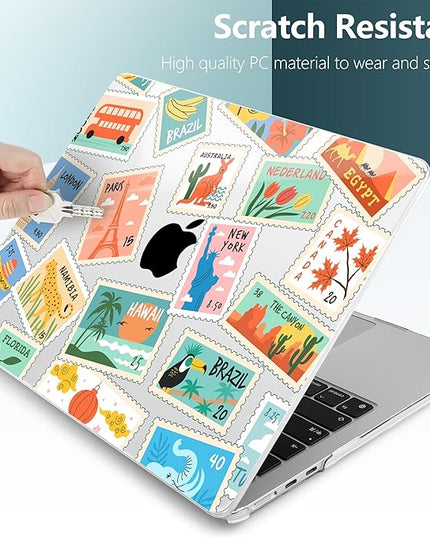 DONGKE for M4 MacBook Air 13.6 Inch Case 2025 2024 2023 2022 Model A3240 A3113 A2681 M3 M2 Chip, Plastic Hard Shell Case Cover with Touch ID for MacBook Air 13 Inch M4 - Post Stamps