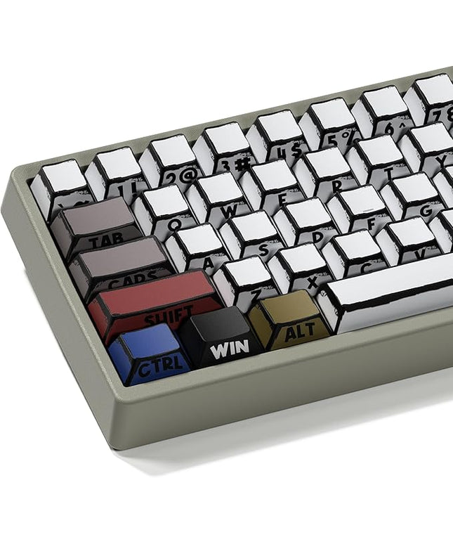 XVX Retro PBT Keycaps, Side Printed Keycap Set Cherry Profile, Dye Sublimation Graffiti Keyboard Keycaps Suitable for 60% 65% 75% 80% 100% MX Switches Mechanical Keyboard