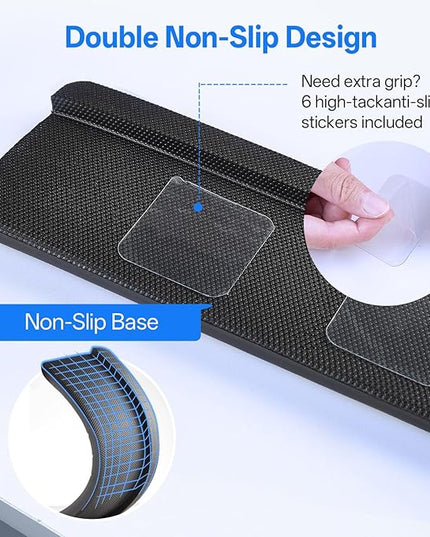 UnivoColors L-Shaped Desk Edge Cushion,PU Leather,Non-Slip,Separate Design,Memory Foam Desk Edge Support,Ergonomic Design for Long-Hour Work(11.8 * 3.9 inch 2-Piece Set of Black)