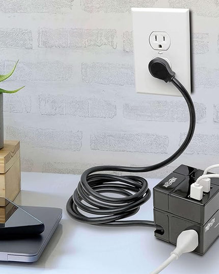 Tripp Lite 3 Outlet Surge Protector with USB, Detachable Wall Outlet Surge Protector, 6 USB Ports, 6 ft. Cord, 540 Joules, Black, TLP366CUBEUSBB