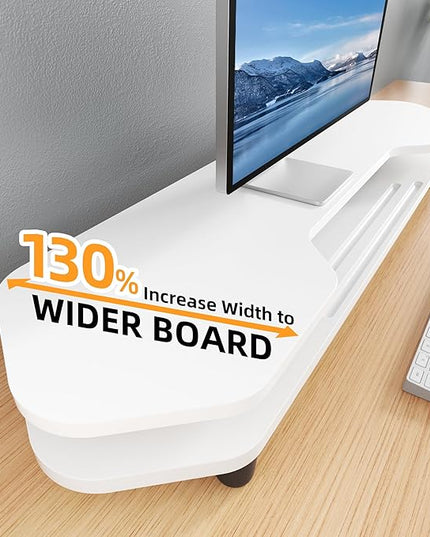 2 Tier Dual Monitor Stand Riser,Wider Board Computer Monitor Stand for 2 Monitors,Slot For Phone/Tablet Office Desktop Organizer for Laptop,PC,Computer,Printer,White
