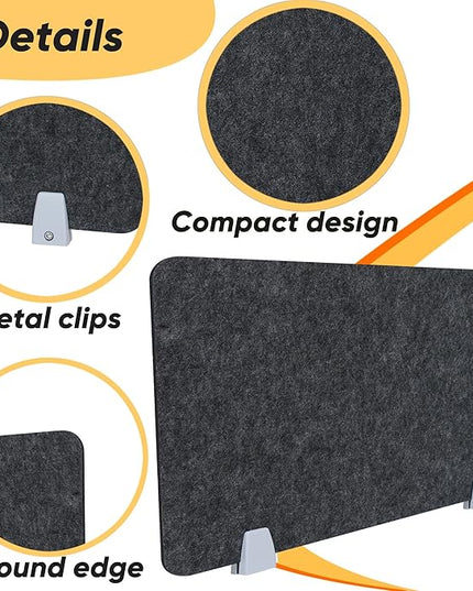 4 Packs Privacy Desk Dividers Acoustic Desk Panel 16x24 Inch Noise Reducing Desk Privacy Panel and Visual Distraction with Metal Clip for Student Offices School (Black)