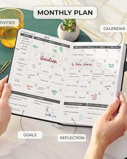 Clever Fox Daily Planner – Undated Planning Notebook with Hourly Schedule & To-Do List – Personal Day Task & Work Organizer, 6 Months (Black)
