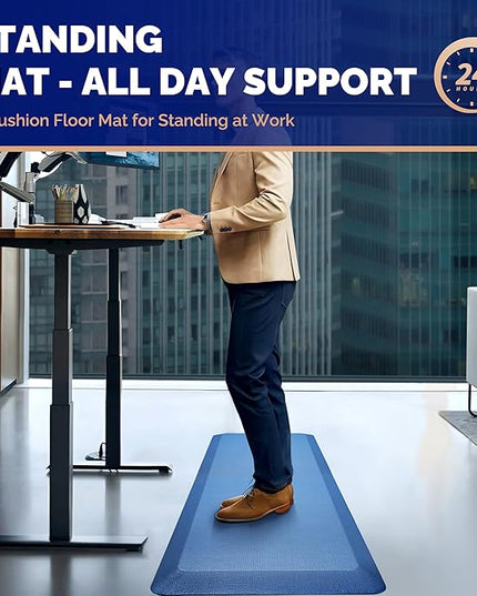 FEATOL Anti Fatigue Mat for Standing, 9/10 Extra Thick Ergonomic Standing Desk Mat, Comfort & Durable Memory Foam Standing Mat at Home,Office All Day (20" x 32", Blue, 1PC)