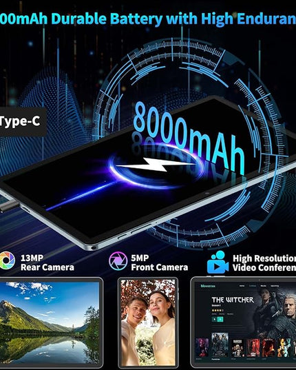 2026 10 Inch Tablet, Android 15 Tablet with Keyboard, 24GB+256GB+2TB Expand, 2-in-1 Tablets with 8-Core, 5G WiFi, 8000mAh, BT5.0, GMS, GPS, Gemini AI, Tablets PC with Mouse, Case, Stylus (Pink)