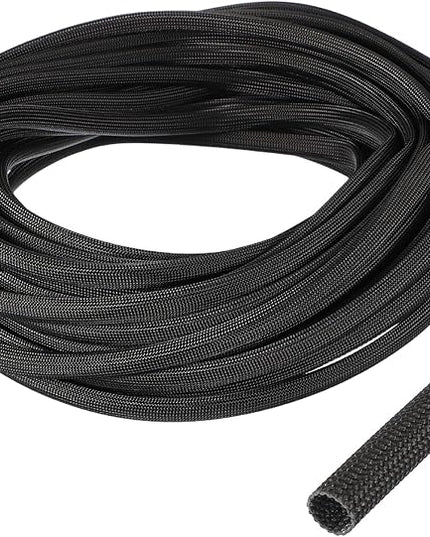 uxcell Insulation Cable Protector,7mm/0.28 Inch-15m/49 Feet High Temp Fiberglass Sleeve Black