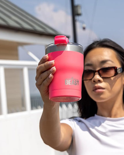 Beast 10 oz Tumbler Stainless Steel Vacuum Insulated Coffee Ice Cup Double Wall Travel Flask (Cupcake Pink)