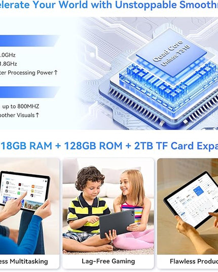 Tablet 2026 Android Tablets 10 Inch, Electronics Tablets with Keyboard, 18GB+128GB/2TB TF Upgradeable Android 16 Tablet, Gemini AI 2 in 1 Tablet with Pen, BT5.0, GPS, OTG, Suitable for Joy and Office