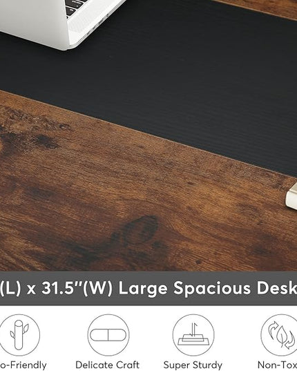 Tribesigns Modern Computer Desk, 63 x 31.5 inch Large Office Desk Computer Table Study Writing Desk Workstation for Home Office, Rustic/Black