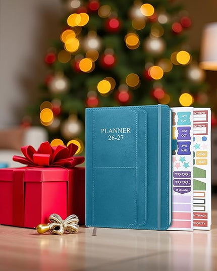2026-2027 Planner - Weekly & Monthly Planner Runs from January 2026 to June 2027, 5.8" x 8.25", 18 Month Planners, 14 Notes Pages, Inner Pocket, PU Leather Hard Cover, Teal Monthly Planners 2026-2027