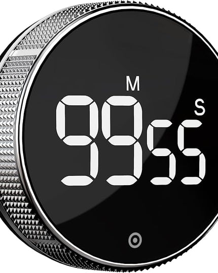 BlueSnail Kitchen Timer with LED Digital Display Smart Efficana for Home Classroom Gym Office, Volume and Brightness Adjustable Productivity Timer (Silvery)