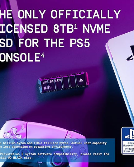 WD_Black 8TB SN850P NVMe M.2 SSD Officially Licensed Storage Expansion for PS5 Consoles, up to 7200MB/s, with heatsink - WDBBYV0080BNC-WRSN