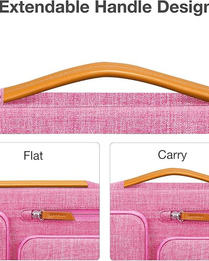 MOSISO 360 Protective Laptop Case 15 inch, 15 inch Laptop Sleeve Compatible with MacBook Air M4 M3 M2 2025 2024 2023, Dell XPS Plus, Side Open Carrying Case with 4 Zipper Pockets&Handle, Rose Red