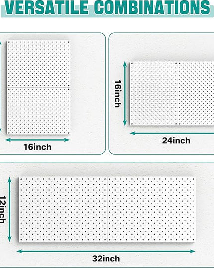 EVERHANGER Metal Pegboard Panels, Heavy Duty Pegboard Wall Organizer, Garage Wall Panels, Tool Storage Organization, 12"X16", 2pcs, White