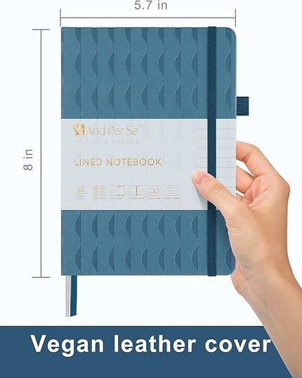 &And Per Se Lined Journal Notebook for Women&Men with Pattern, 160 Pages 100GSM Thick Paper, A5 Hardcover Journals for Writing(Blue)