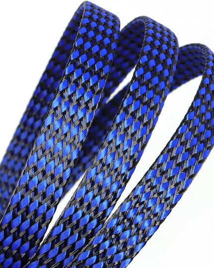 Braided Expandable Cable Sleeve, 25ft PP Cotton and PET Braided Cable Management, Flexible Mesh Wire Loom and Cable Protector for TV, Computer, Home Theater, Automotive (Blue, 1/8")