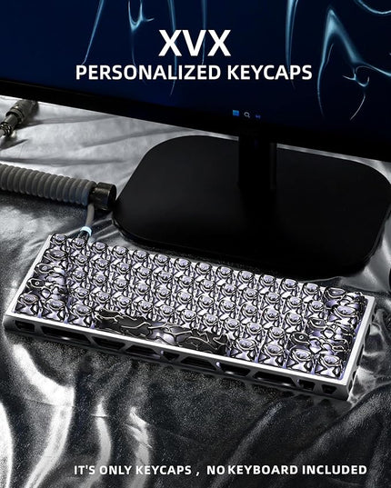 XVX Venom Keycap 60 75 100 Percent, Translucency Keyboard Keycaps w/Hollowed-out Design, ABS+PC Material Keycaps, MOA Profile Keycap, Full 120 Key Set for MX Mechanical Gaming Keyboards (Silver)