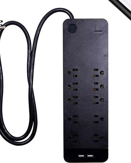 GE 37746 Ultra Pro Surge Protector 10 Outlets 4' Cord, Black