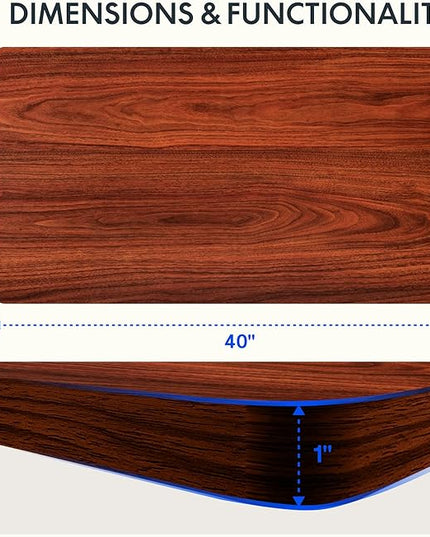 FLEXISPOT EN2 Whole-Piece Standing Desk with Clamp Power Strip, 40 x 24'' Electric Stand Up Height Adjustable Desk with Cable Management (Black Frame + 40" Mahogany Top, 2 Packages)
