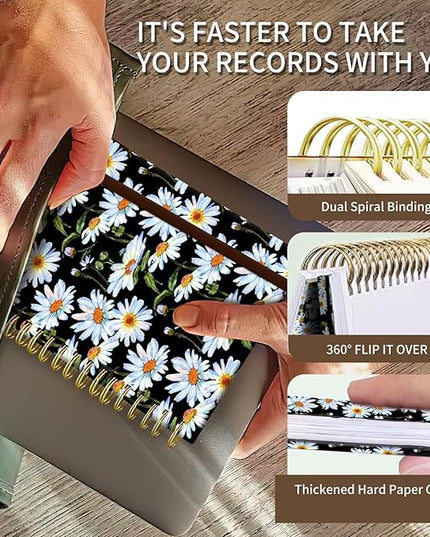 Cute Spiral Journal Notebook,A5 Hardcover Lined Journals for Women Girl 6 x 8.3 in,120 Pages Thick Paper,Cute College Ruled Writing Notebook for Gifts Office Work School (Watercolor Daisy)