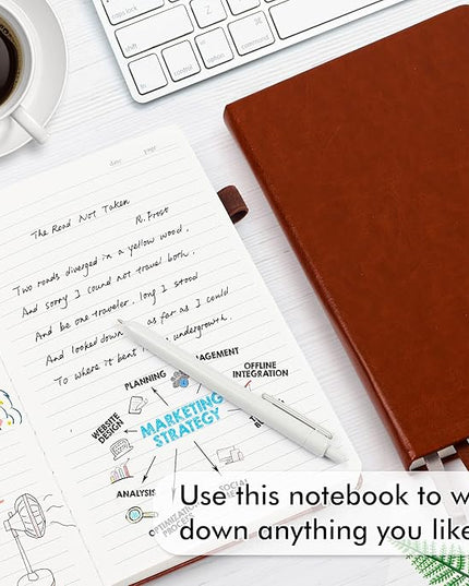12 Pack Notebooks Journals Bulk with 12 Black Pens, Feela A5 Hardcover Notebook Classic Ruled Journal Set with Pen Holder for School Business Work Travel Writing, 120 GSM, 5.1”x8.3”, Brown