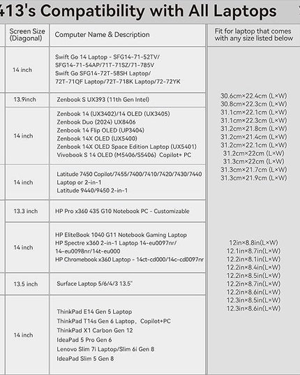 Smatree Laptop Sleeve for 14 inch ASUS Zenbook Duo 2024 UX8406, for 14 inch Vivobook 14 Flip TP3407/S 14 S5406/S 14 OLED M5406 Copilot+PC, for 14inch Zenbook 14/14 OLED/14 Flip OLED Laptop (E413)