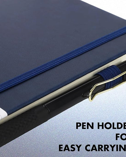 Aodaer 30 Set Lined Notebook Journals with Pens A5 Notebooks 100 GSM College Ruled Hardcover Notebook PU Leather Notepad with Pen Holder for Office School, 5.7 x 8.3 Inches, Navy Blue