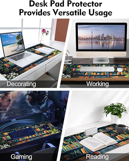 Galdas Gaming Mouse Pad XXL XL Large Long Extended Big Mousepad Non-Slip Rubber Keyboard Mouse Pad with Stitched Edges for Laptop Home Office (31.5x11.8x0.08 Inch) -Books