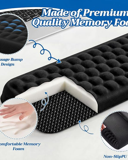 2 Pcs L-Shaped Desk Elbow Pad Set Desk Edge Cushion Memory Foam Wrist Rest Elbow Pads Arm Rest Comfort Support Padding with Non-Slip Base for Office Home Gaming (Black)