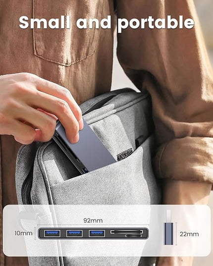 MOGOOD 5-Port USB Hub USB Splitter for Laptop USB 3.0 Dual Slot Flash Memory Card Reader for Camera USB Hub Multiport Adapter with 1USB 3.0 & 2USB 2.0,SD/TF Card Reader for Dell, Asus,HP,MacBook Air