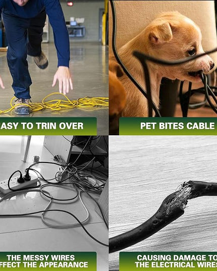 Floor Cord Cover Cable Cavity Self Adhesive Hider - Electric Cord Covers for Living Rooms, Offices - Cable Cover Protector (Wood Brown, 1.18" x 3.3')