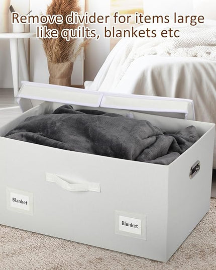 75 Quarts Extra Large Decorative Storage Bins with Lids, 3 Packs White Collapsible Storage Bins with Lids, Stackable Storage Bins Decorative Box Storage With Lid Extra Large