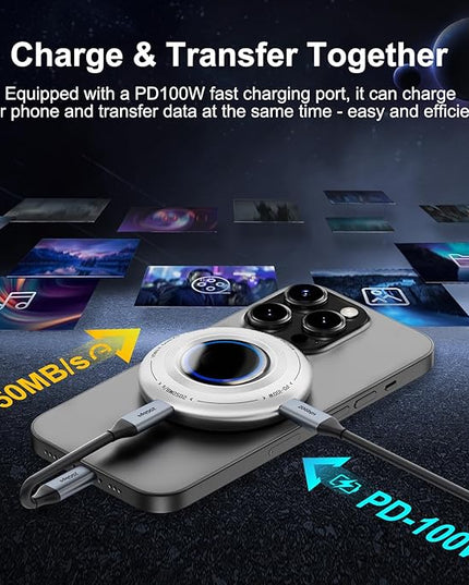 FP108 1TB Magnetic Portable SSD, External Solid State Drives with PD-100W and 2050MB/s USB-C 3.2 Gen 2x2, Play While Charging, Compatible with iPhone 16/15 Pro Max, Android, PC, Mac, Switch Lite