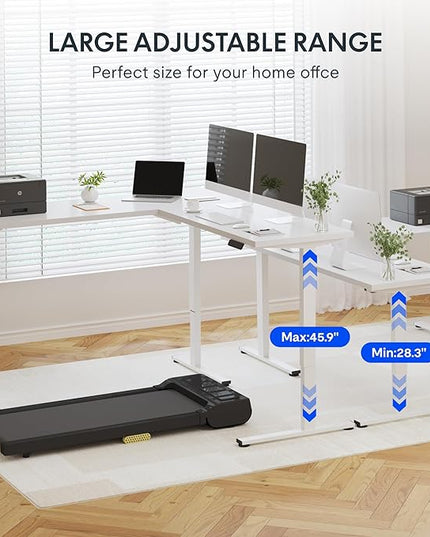 FLEXISPOT L Shaped Standing Desk, 71 x 63 Inch Electric Height Adjustable Corner Desk, Sit Stand Computer Workstation, Preset Controller, Home Office, White Frame with White Top
