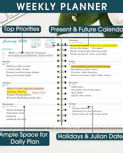 Ymumuda 2026 Planner, Daily Weekly Monthly Planner, 2026 Calendar Planner (Jan 2026 - Dec 2026), 8.4" x 6.3", Teacher School Student Work Agenda with Tabs, Ideal for School Office Supplies