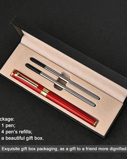 YIVONKA Luxury Ballpoint Pen Black Refill Line width 0.5mm,Best Office Pen Gift for Men & Women Professional Executive,Nice BallPens Classy Gift Box (Red)