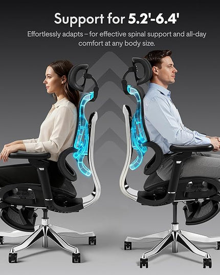 FLEXISPOT ErgoX Max Ergonomic Office Chair with footrest Black - Aluminum Alloy Frame & Base, 661 lb Capacity, 5D Armrests, 4D Adaptive Lumbar & 4D Headrest