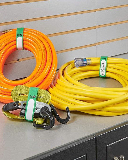 Wrap-It Storage Cinch-Straps, 18" 12 Pack (Green), Features Buckle and Write on Label for Easy Cord Identification and Cable Management, Reusable Multi-Purpose Securing Cinch Straps