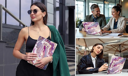 DONGKE for M4 MacBook Air 13.6 Inch Case 2025 2024 2023 2022 Model A3240 A3113 A2681 M3 M2 Chip, Plastic Hard Shell Case Cover with Touch ID for MacBook Air 13 Inch M4 - Marbling Art