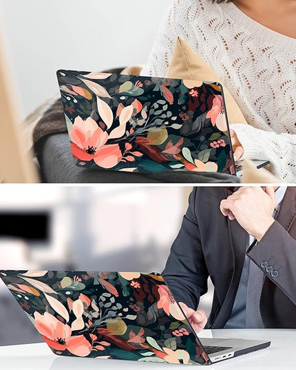 DONGKE for M4 MacBook Air 13.6 Inch Case 2025 2024 2023 2022 Model A3240 A3113 A2681 M3 M2 Chip, Plastic Hard Shell Case Cover with Touch ID for MacBook Air 13 Inch M4 - Painted Florals