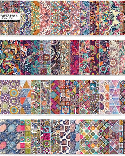 Origami Paper Kit 50 Sheets 70GSM 6 Inch Square Double Sided Color 50 Vivid Japanese Washi Chiyo Colors for Hand Crafts Origami Paper Arts Creativity.Ethnic Style